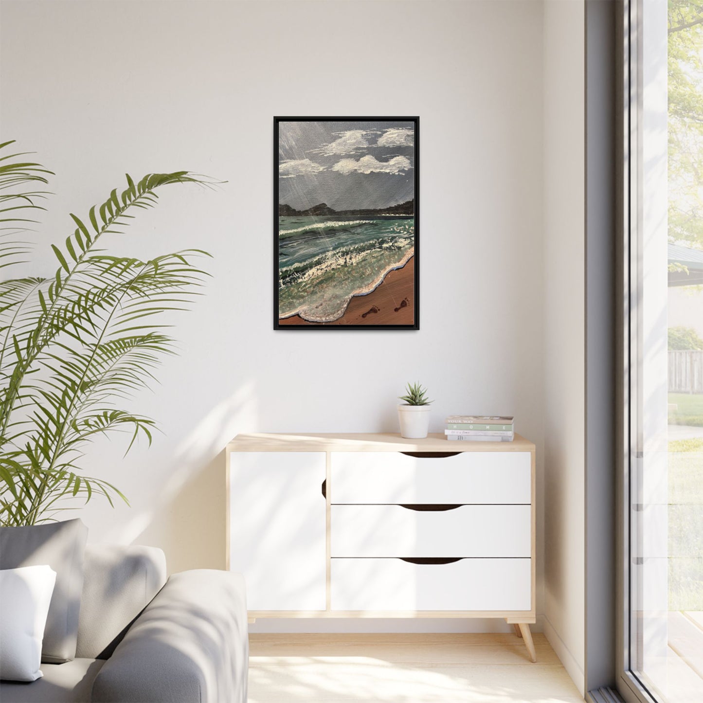 Walk on the Beach Matte Canvas, Black Frame