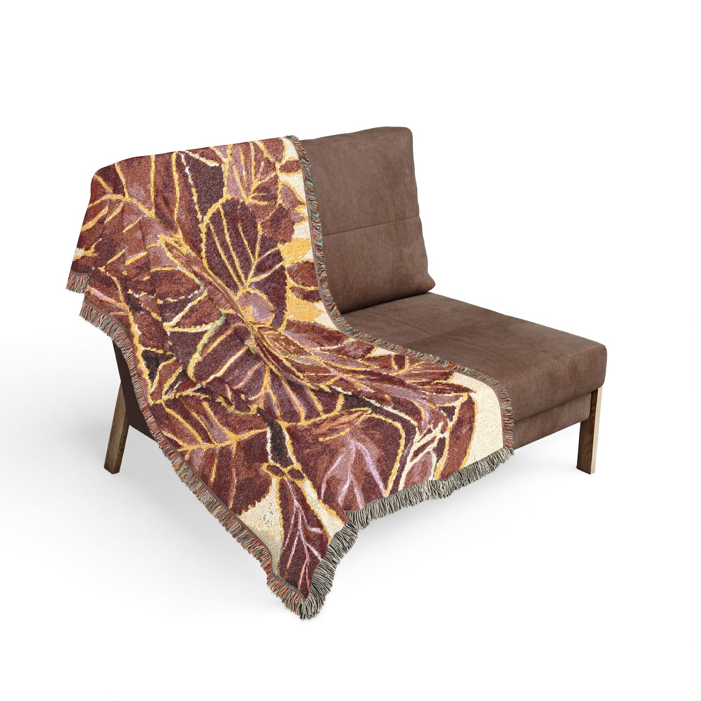 Coleus Botanical Leaves Woven Blanket — Autumn Palette Throw by Dr. Q