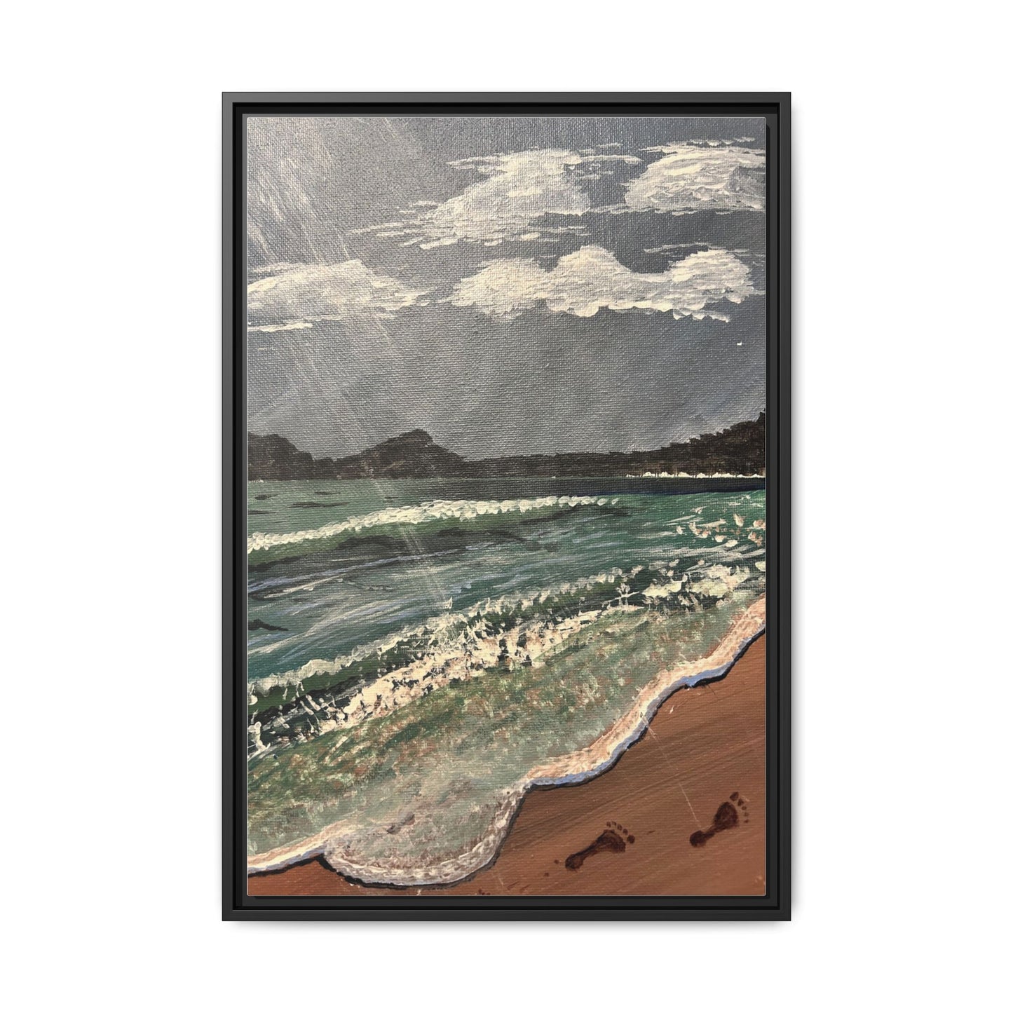 Walk on the Beach Matte Canvas, Black Frame