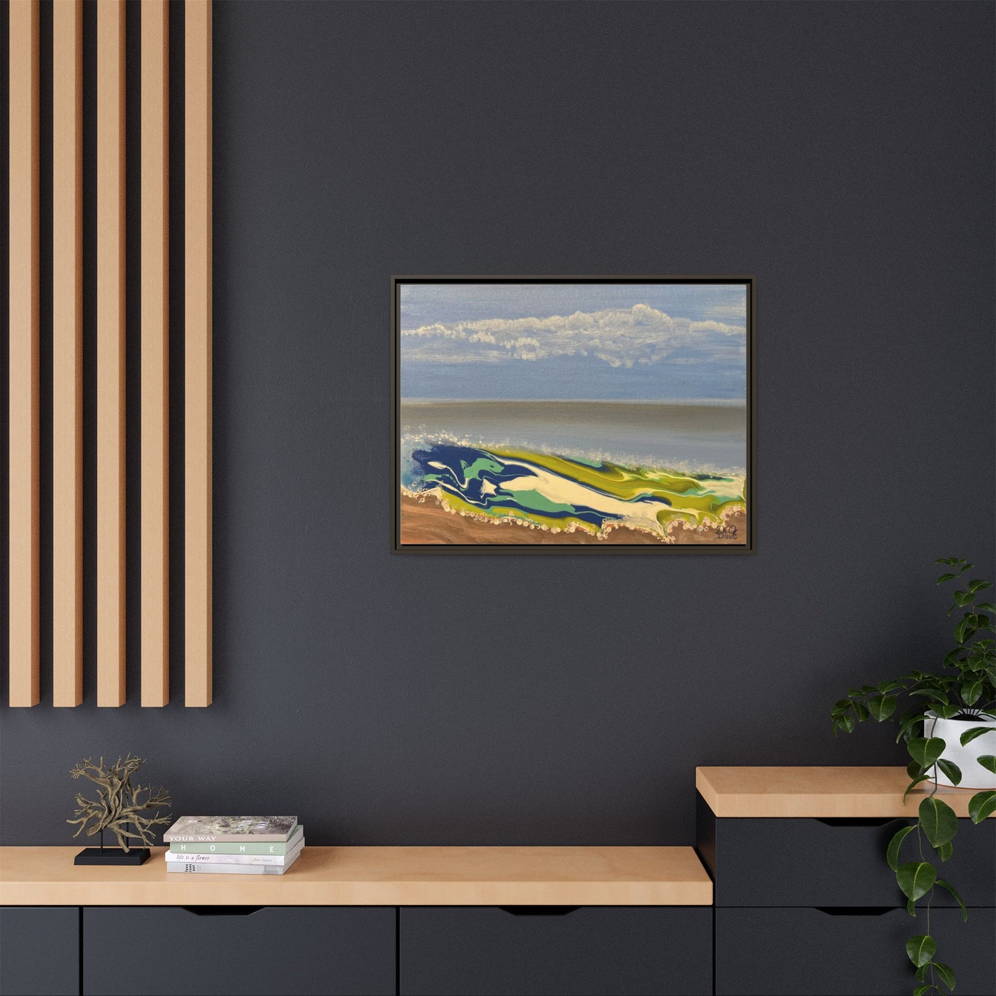 Sea Wash Matte Canvas, Framed (Multi-color)