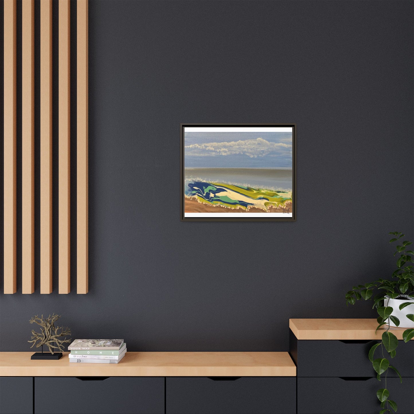Sea Wash Matte Canvas, Framed (Multi-color)