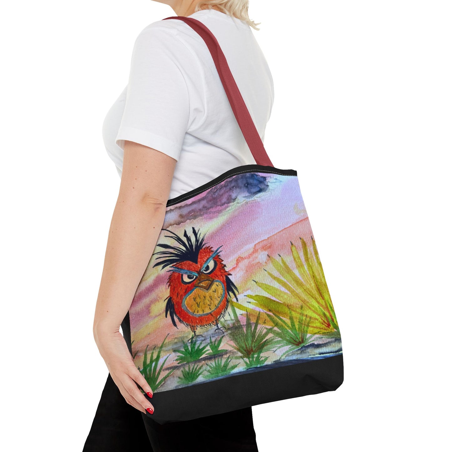 Funky Owl Art Tote Bag, Unique Tote for Shopping, Beach, Gift for Bird Lovers, Cute Eco-Friendly Carryall, Handmade Art Accessory