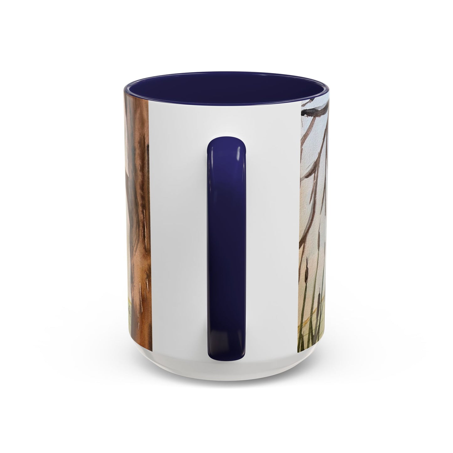 Green Heron Watercolor Accent Coffee Mug — Nature Bird Watercolor (11/15oz)