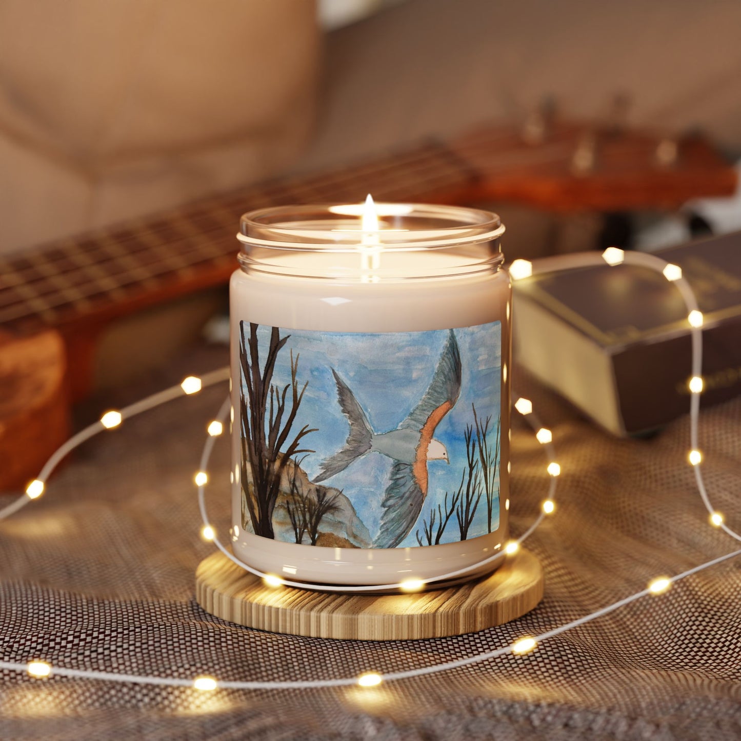 Soothing Evening Flight Soy Candle — 9oz Hand-Poured Scented Jar (Birds & Sky Design)