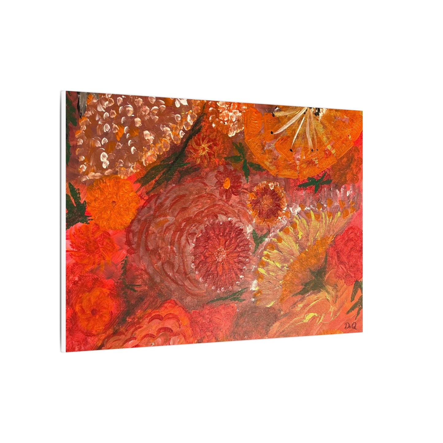 Canvas Print - Flower Burst Watercolor of Bright Red and Orange