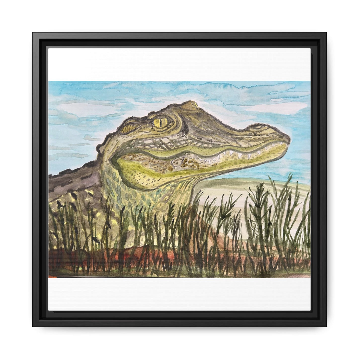 Texas Gator "Big Padre" Alligator Wall Art — Framed Matte Canvas Print