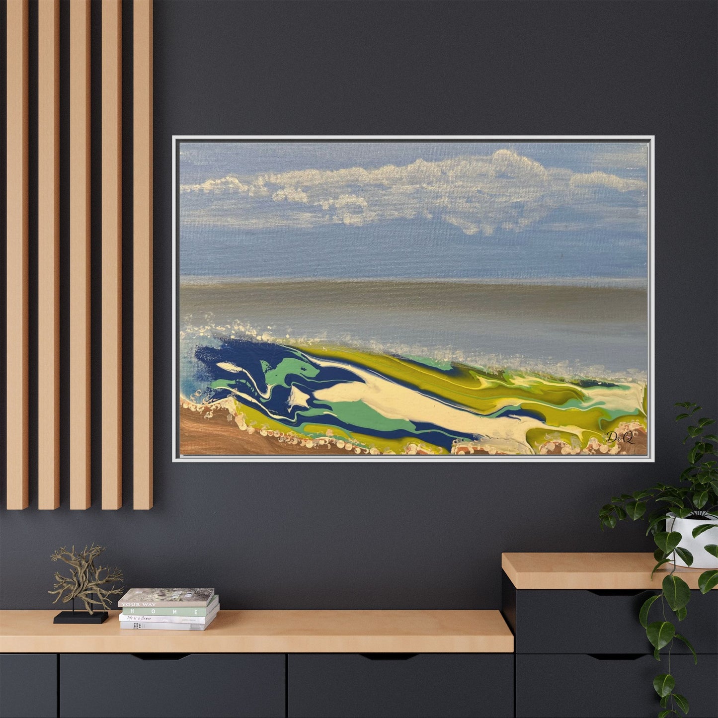 Sea Wash Matte Canvas, Framed (Multi-color)