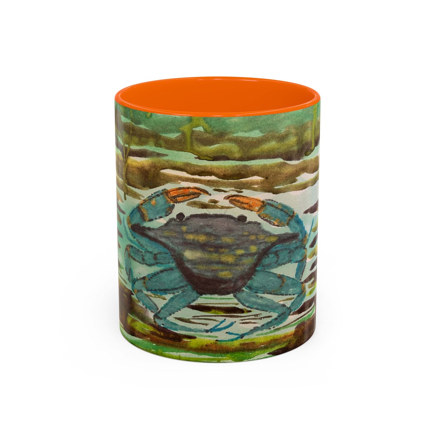 Blue Crab Under the Sea Accent Coffee Mug — Nautical Ocean Ceramic Mug (11/15oz)