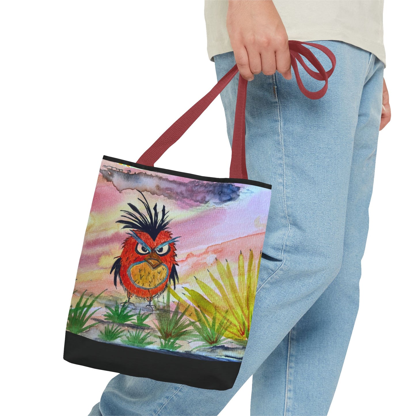 Mad Little Bird Art Tote Bag, Beach, Gift for Bird Lovers