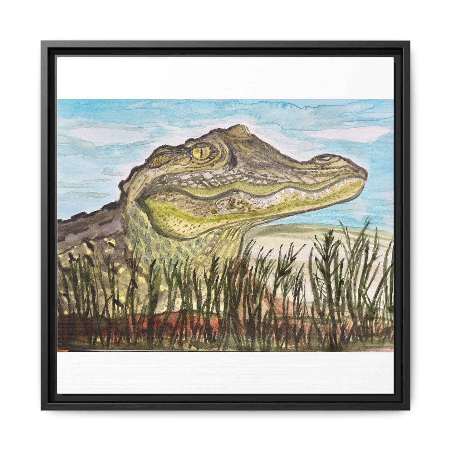 Texas Gator "Big Padre" Alligator Wall Art — Framed Matte Canvas Print