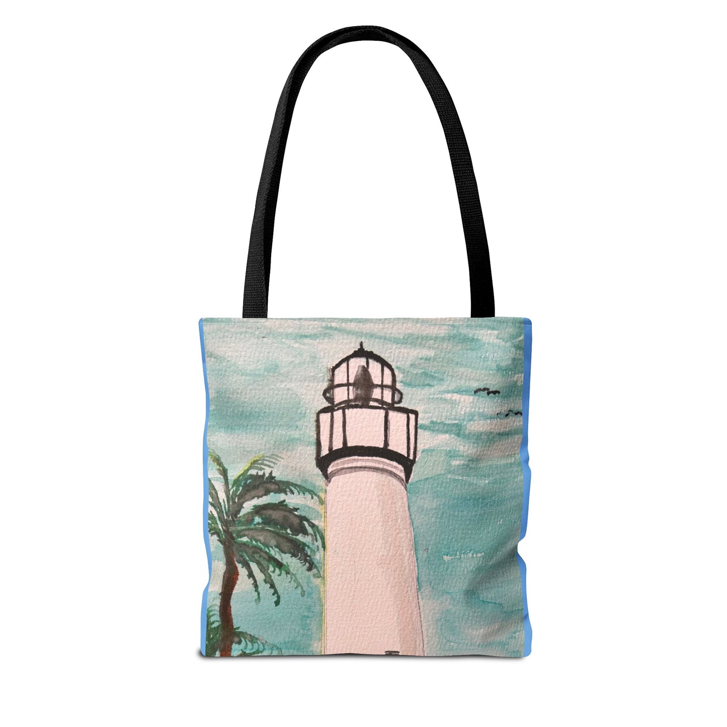 Coastal Lighthouse Tote Bag — Beachy Palm Print All-Over-Print Tote