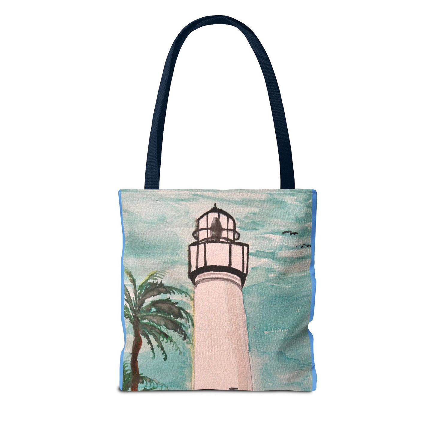 Coastal Lighthouse Tote Bag — Beachy Palm Print All-Over-Print Tote