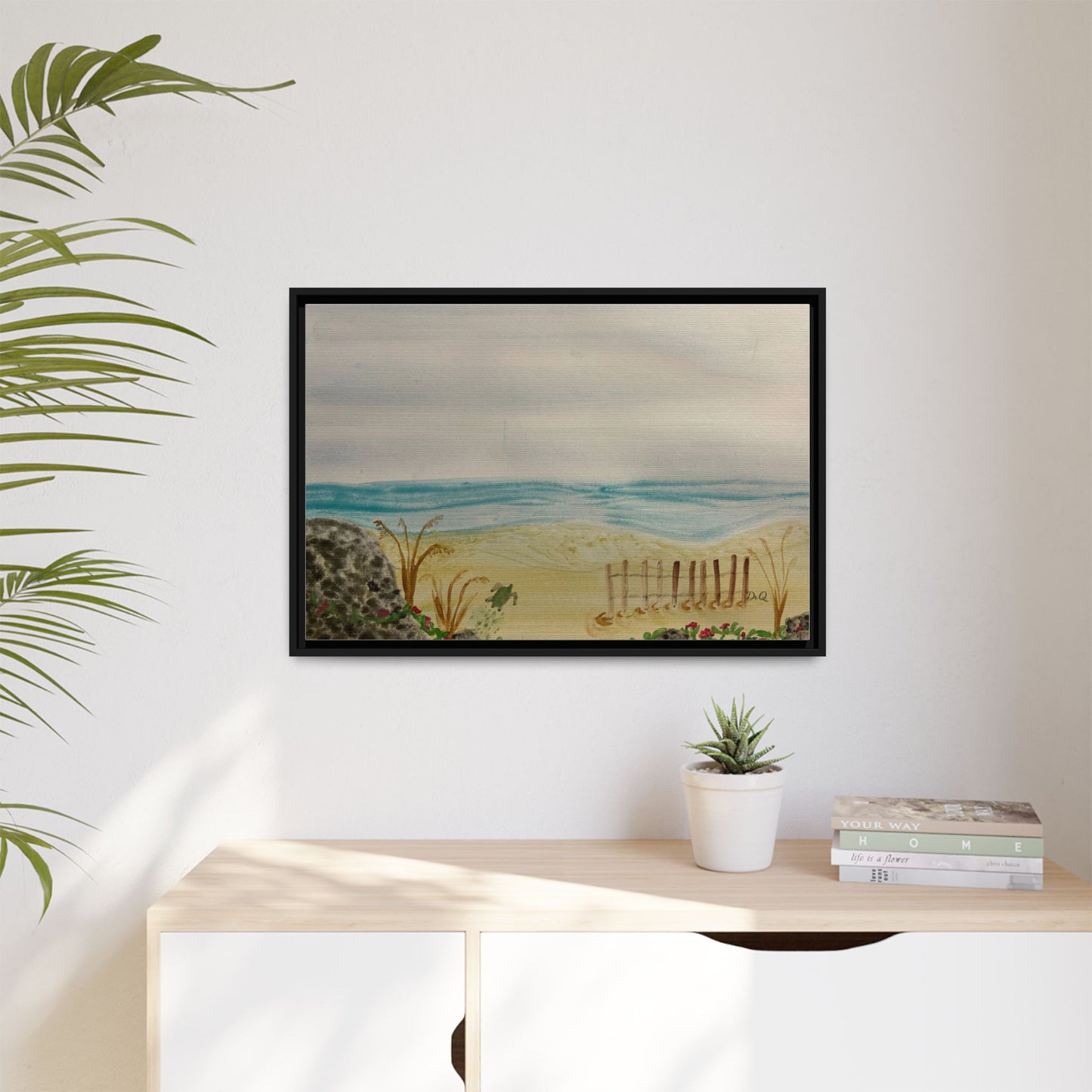 Coastal Beach Scene Matte Canvas Print (Framed)