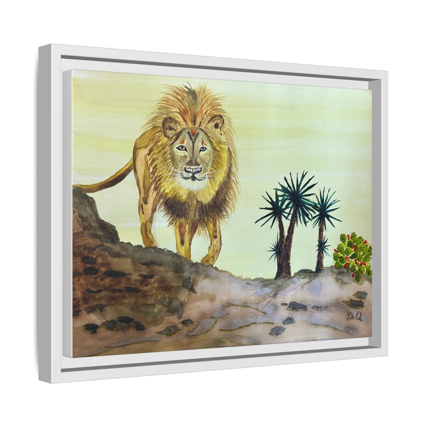 Lion Matte Canvas, Framed (Multi-color)