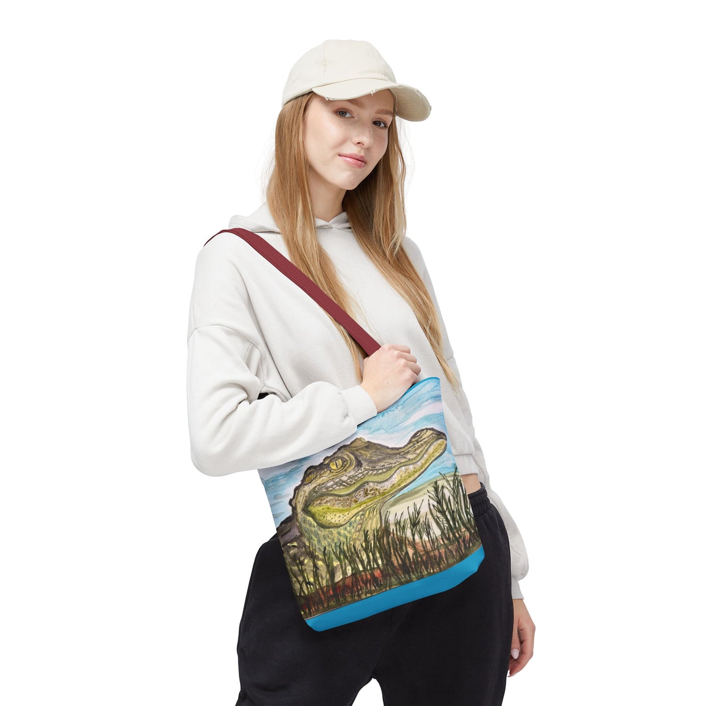 Texas Gator "Big Padre" Alligator Marsh Tote Bag — Wildlife Art Canvas Beach & Market Tote