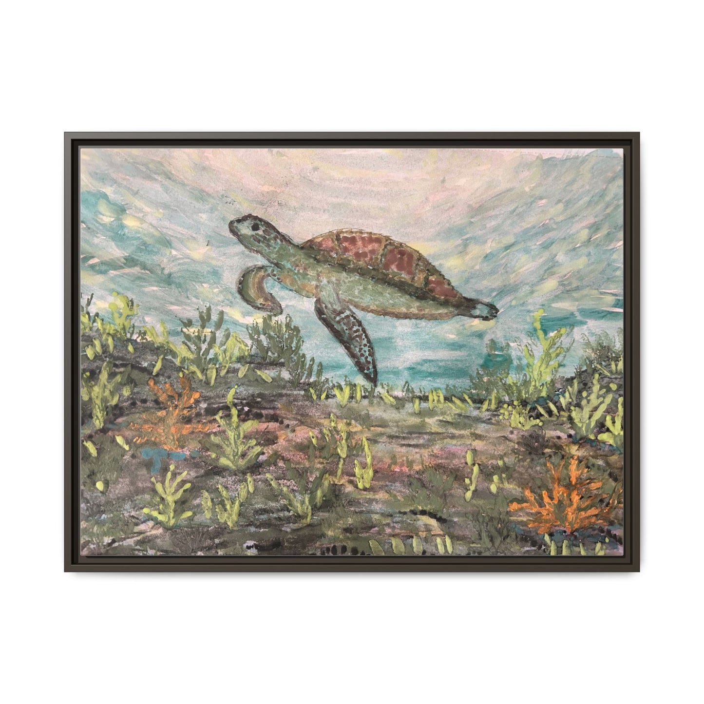Sea Turtle Matte Canvas, Framed (Multi-color)