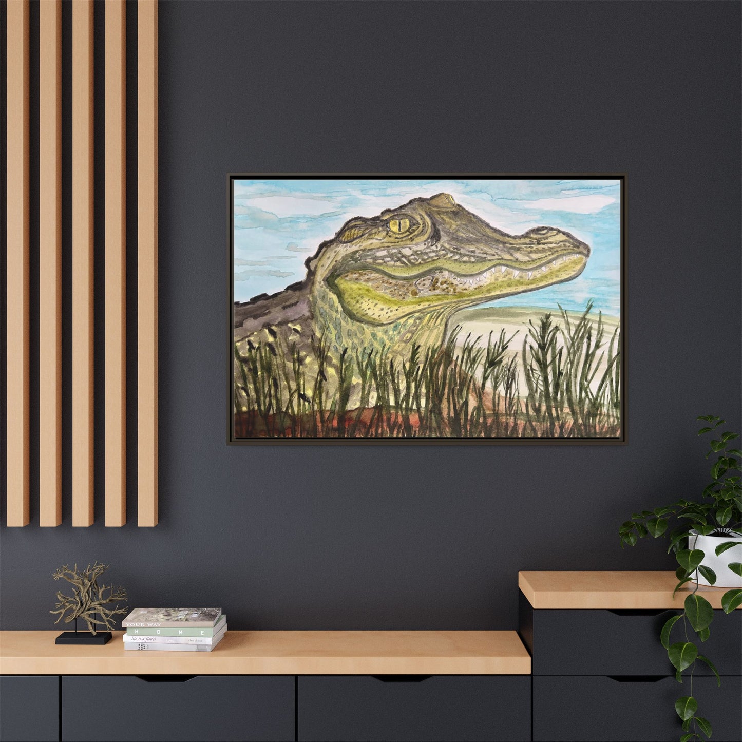 Texas Gator "Big Padre" Alligator Wall Art — Framed Matte Canvas Print