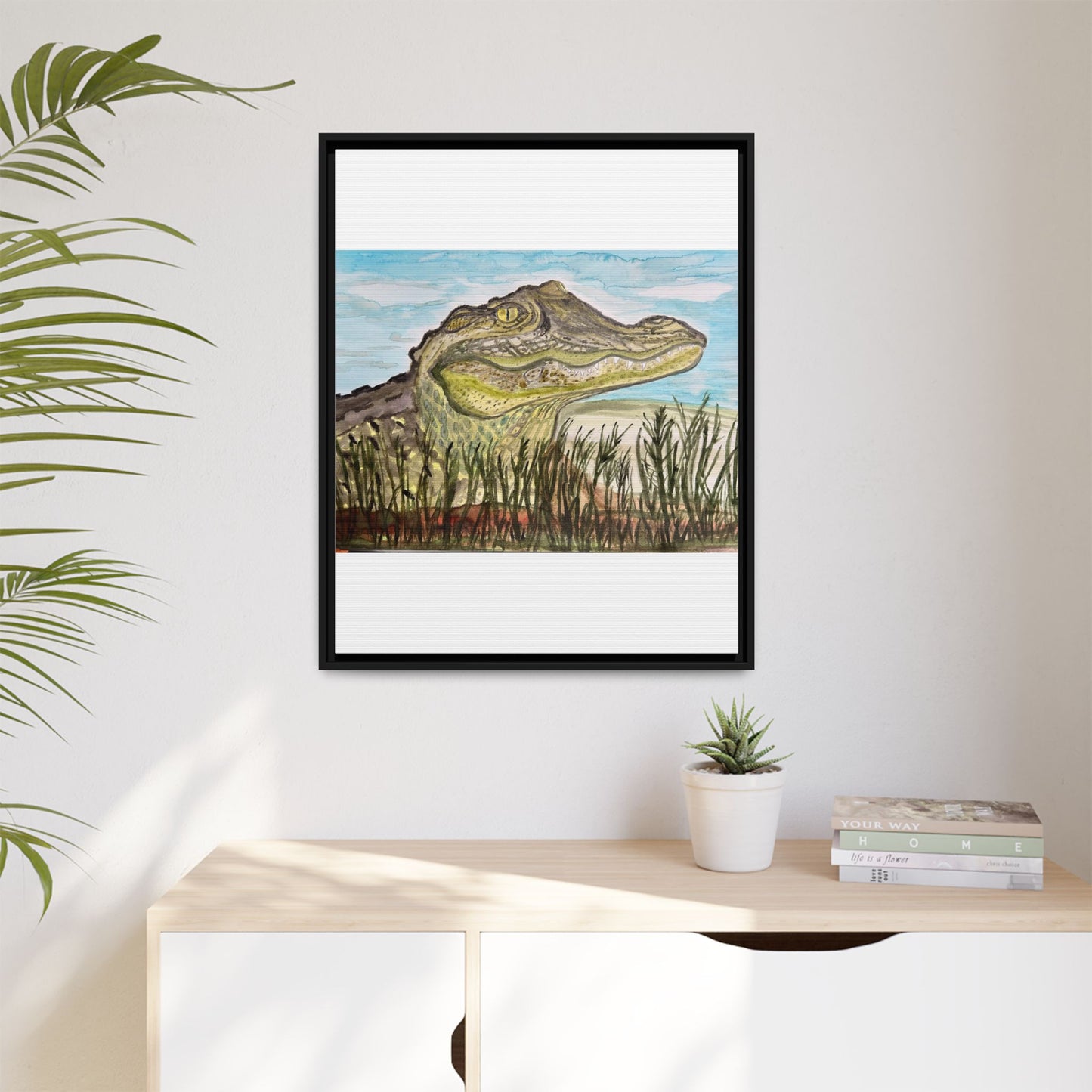 Texas Gator "Big Padre" Alligator Wall Art — Framed Matte Canvas Print