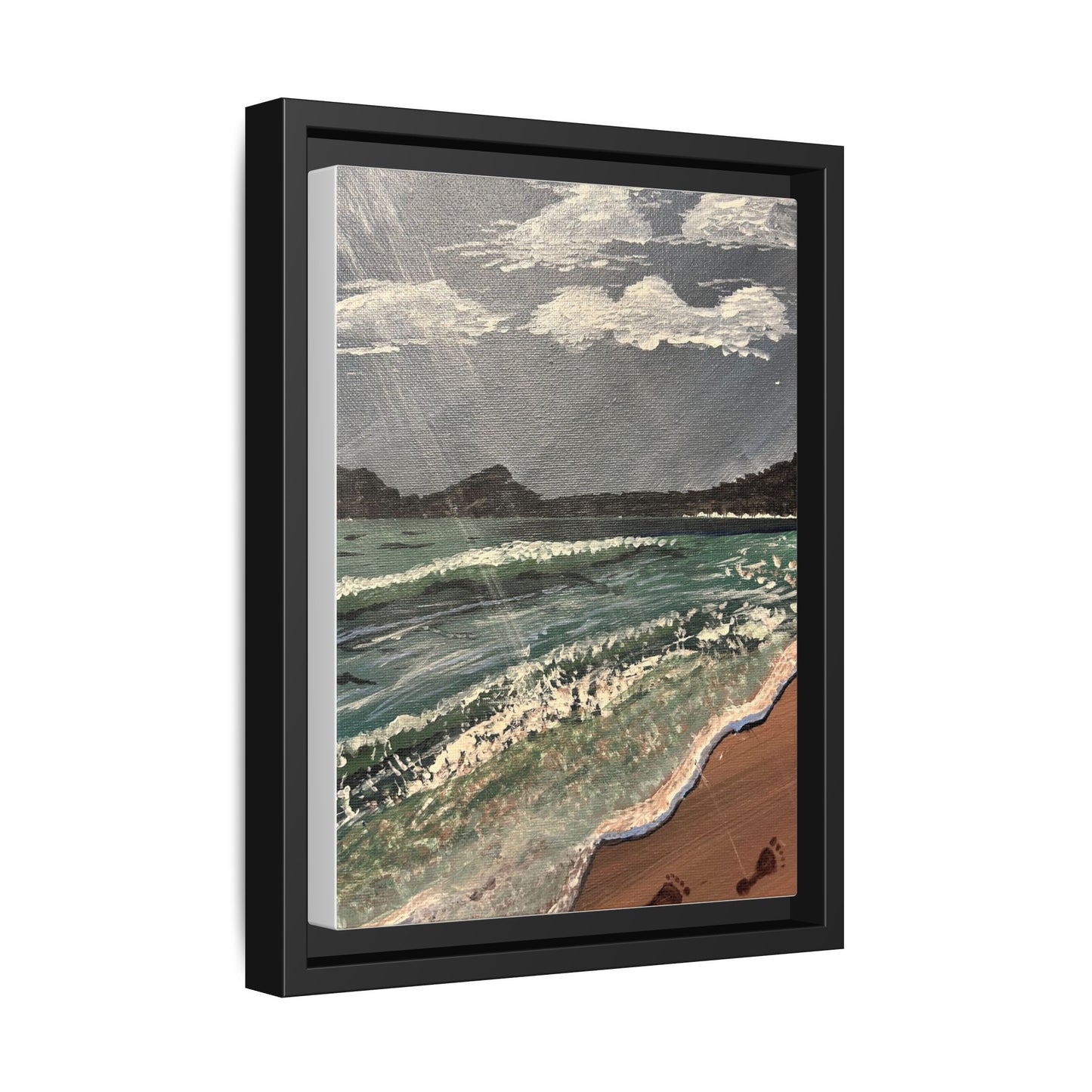 Walk on the Beach Matte Canvas, Black Frame