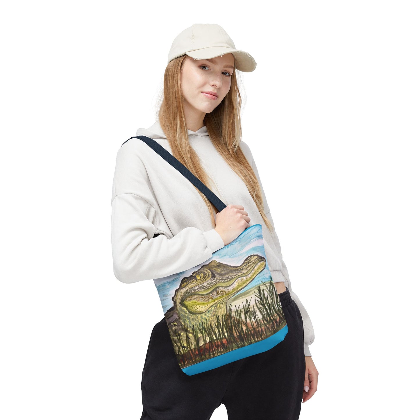 Texas Gator "Big Padre" Alligator Marsh Tote Bag — Wildlife Art Canvas Beach & Market Tote