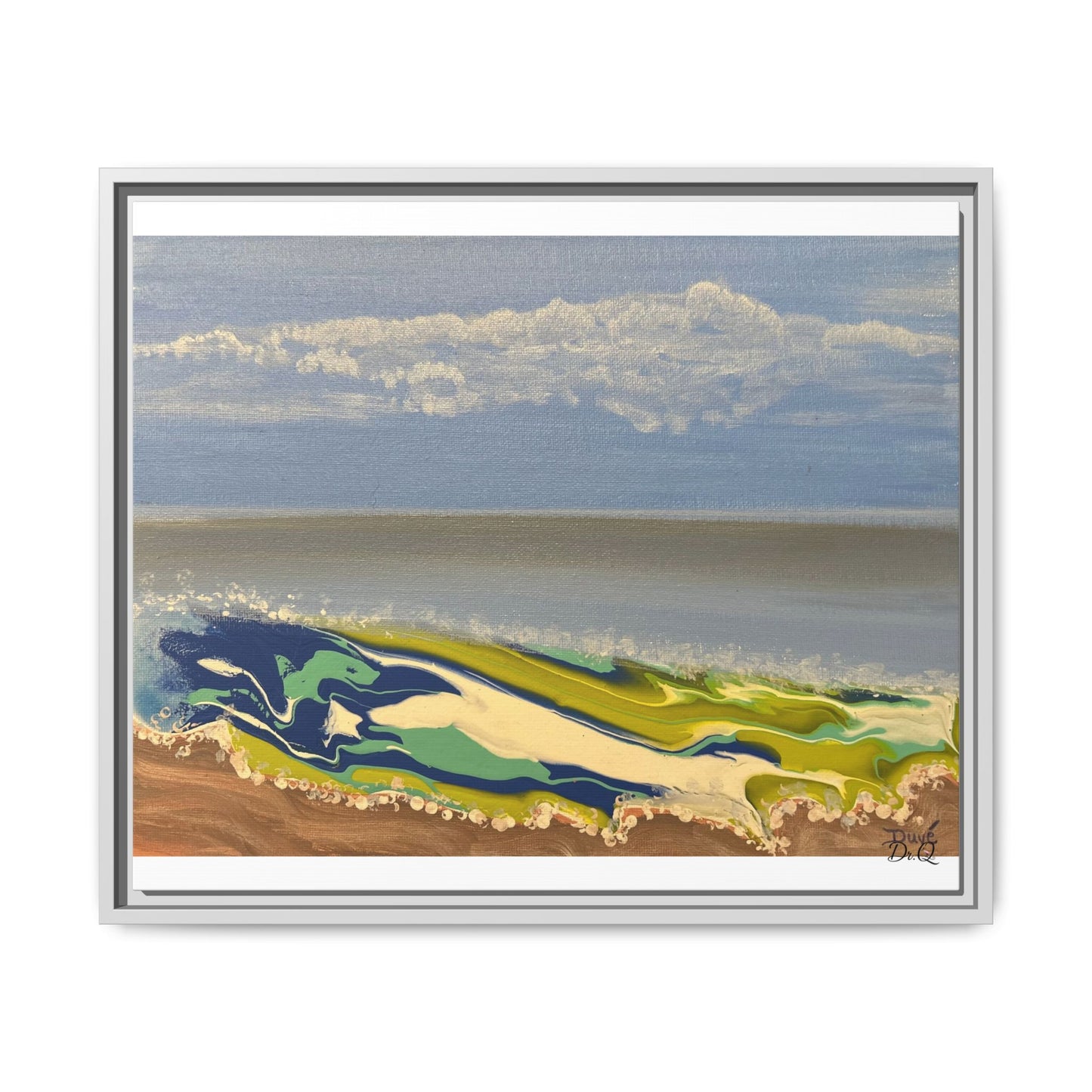 Sea Wash Matte Canvas, Framed (Multi-color)