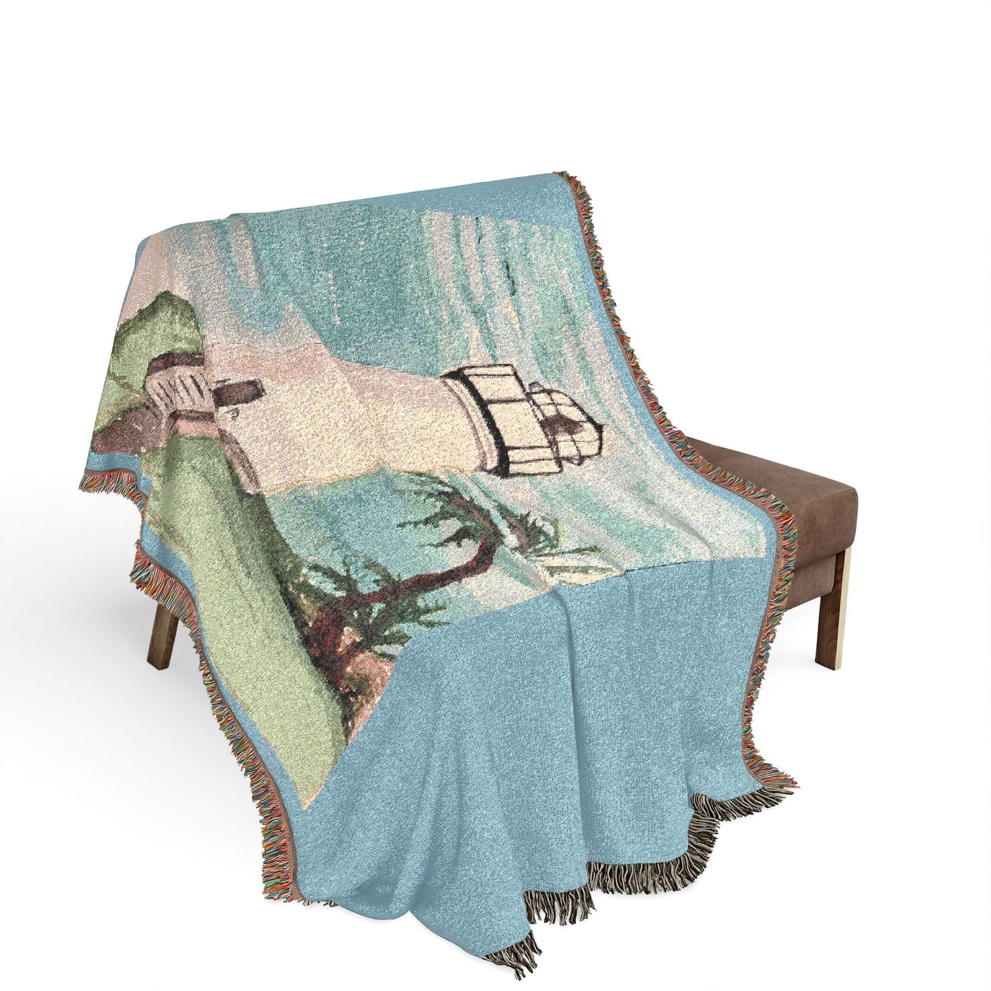 Port Isabel Lighthouse Woven Blanket — "Keep the Lights On" Coastal Throw