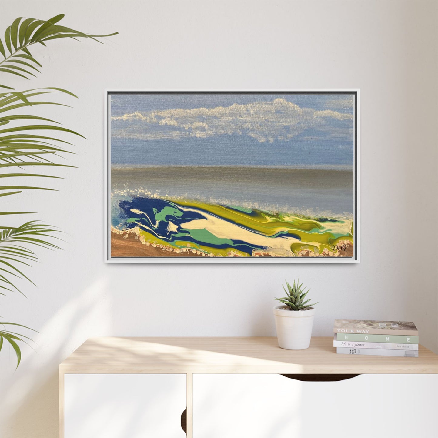 Sea Wash Matte Canvas, Framed (Multi-color)