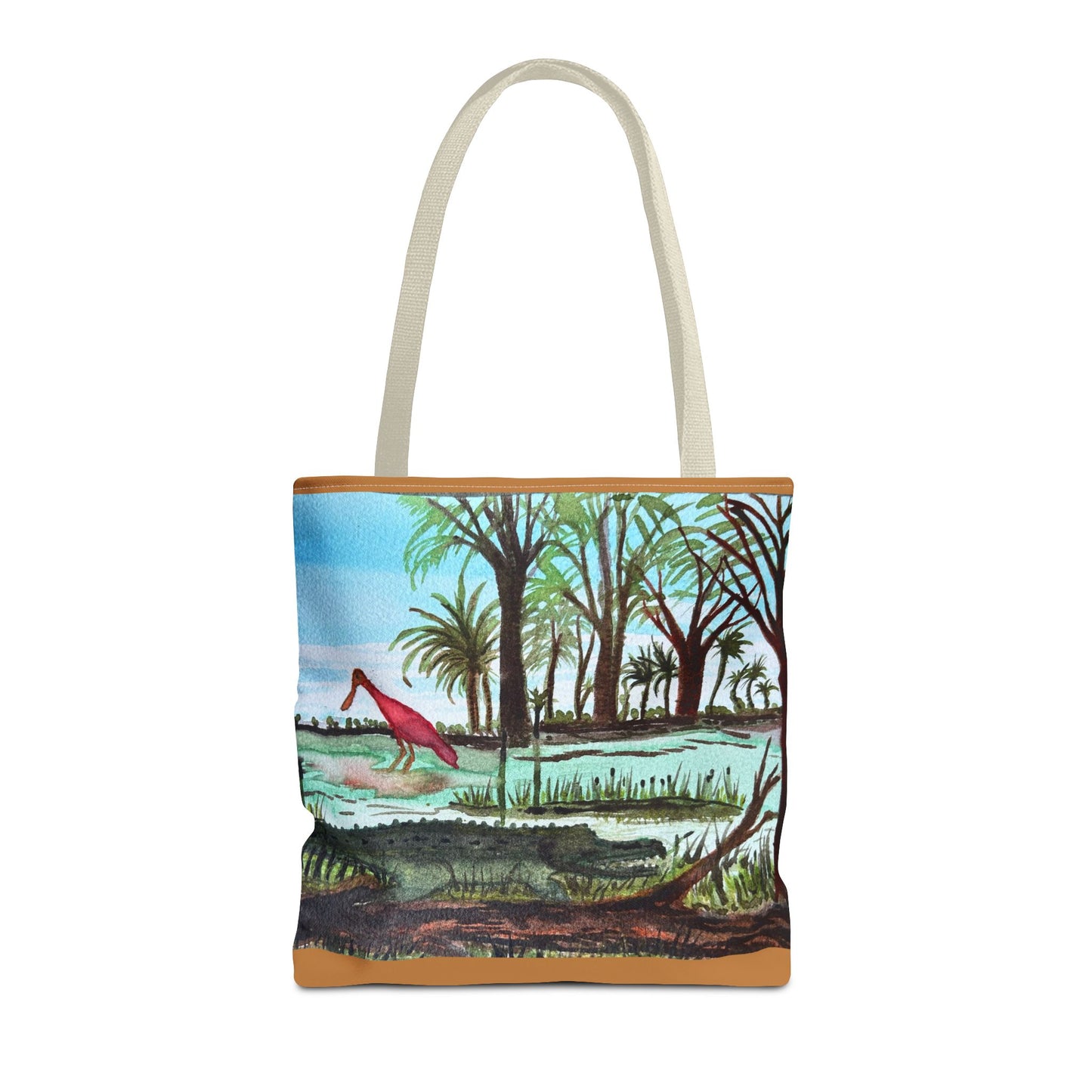 Texas Gator & Roseate Spoonbill Tote Bag — Bold All-Over Print