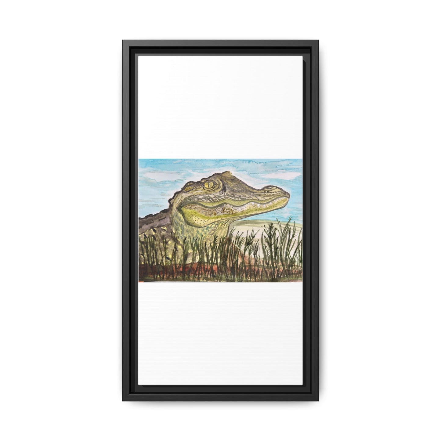 Texas Gator "Big Padre" Alligator Wall Art — Framed Matte Canvas Print