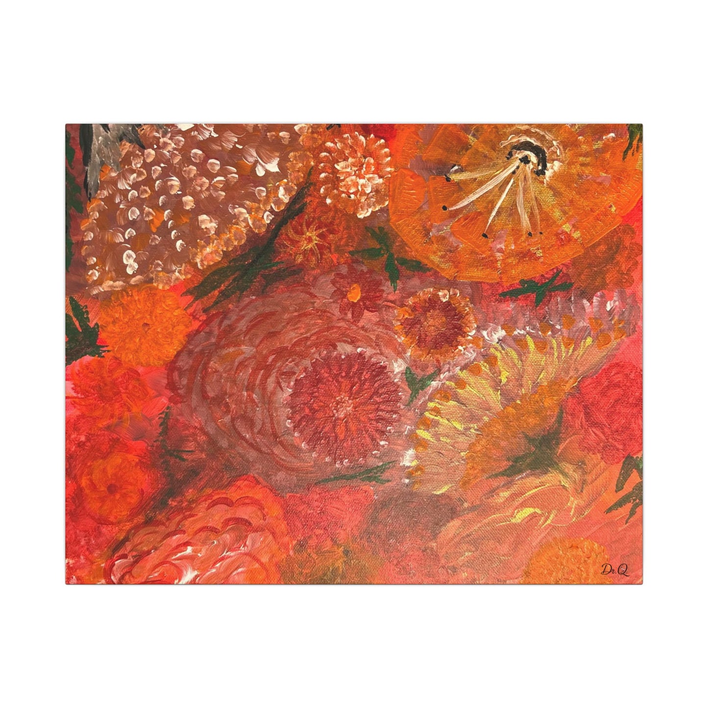 Canvas Print - Flower Burst Watercolor of Bright Red and Orange