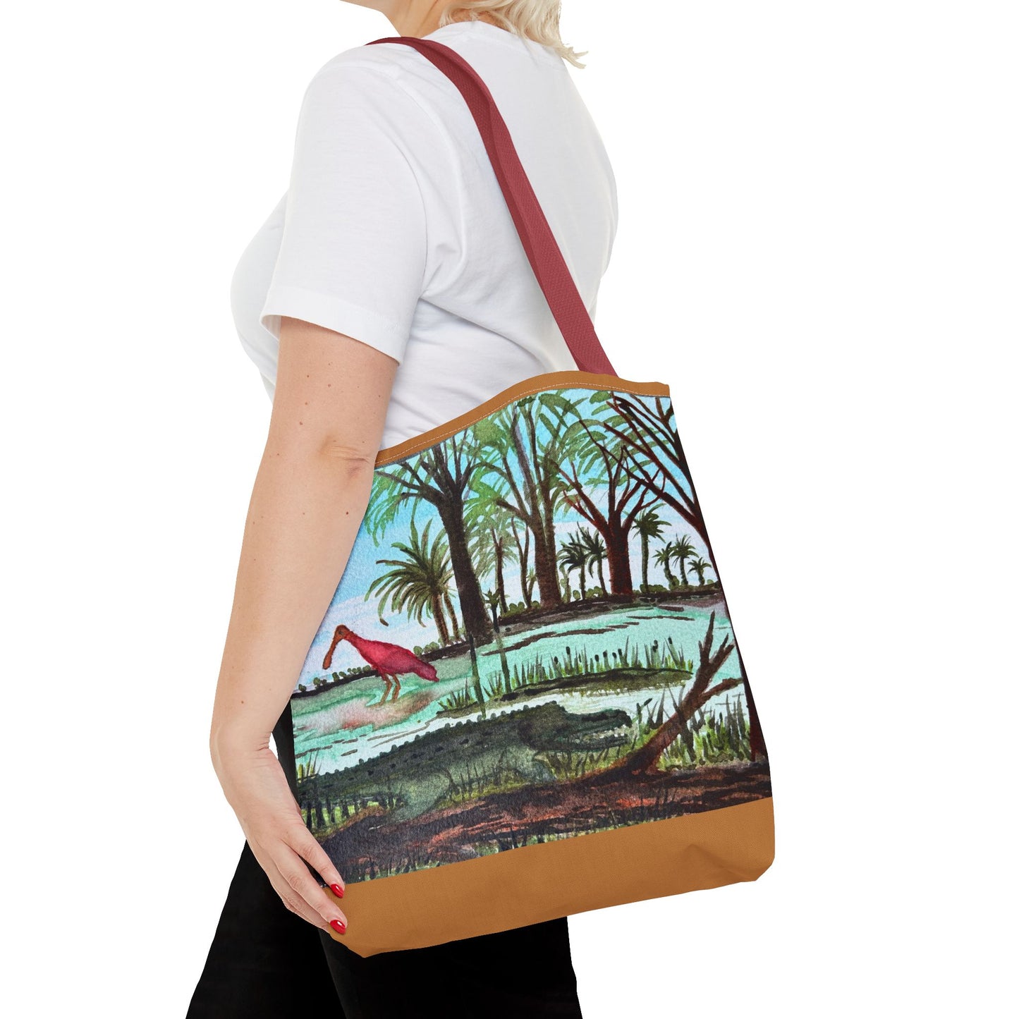 Texas Gator & Roseate Spoonbill Tote Bag — Bold All-Over Print