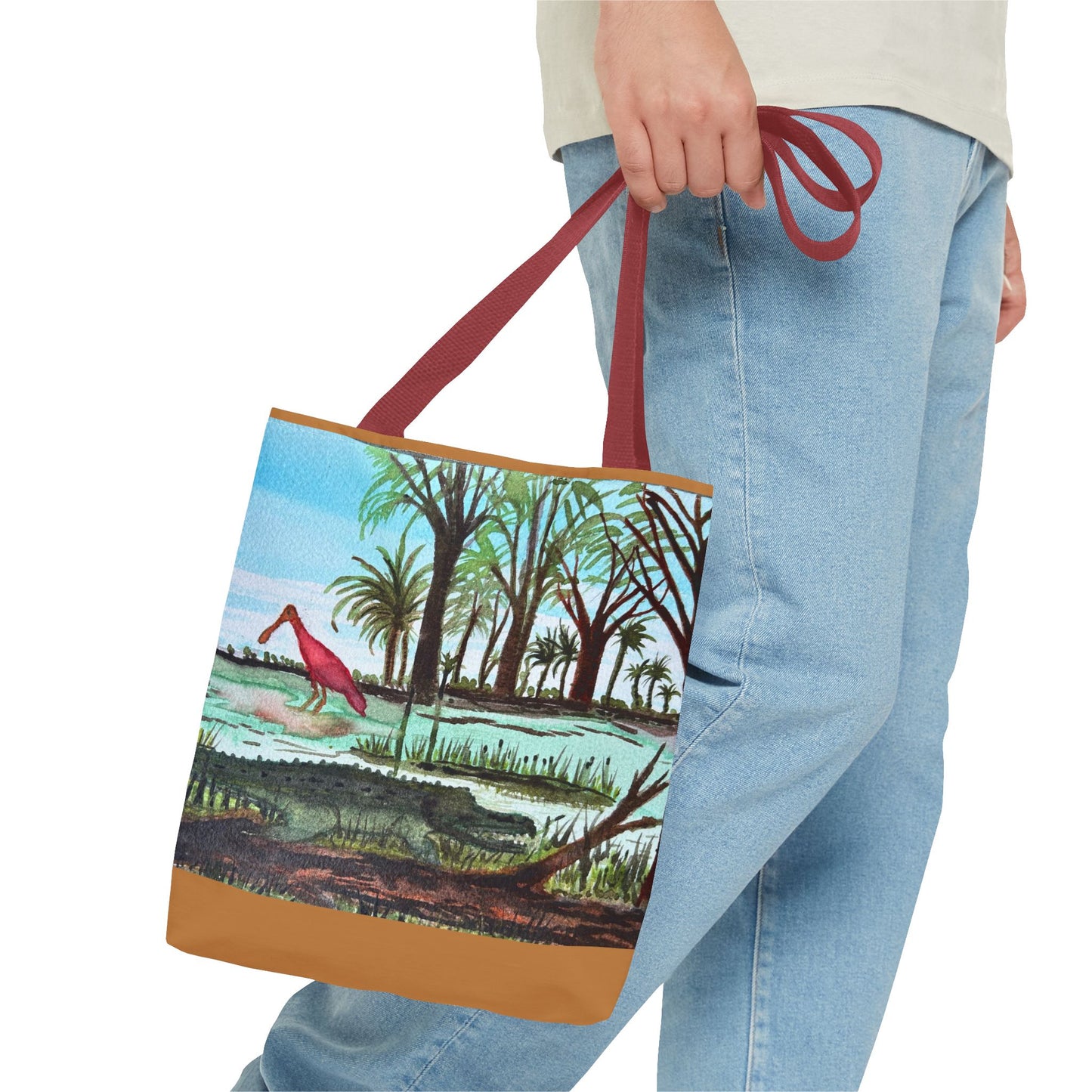 Texas Gator & Roseate Spoonbill Tote Bag — Bold All-Over Print