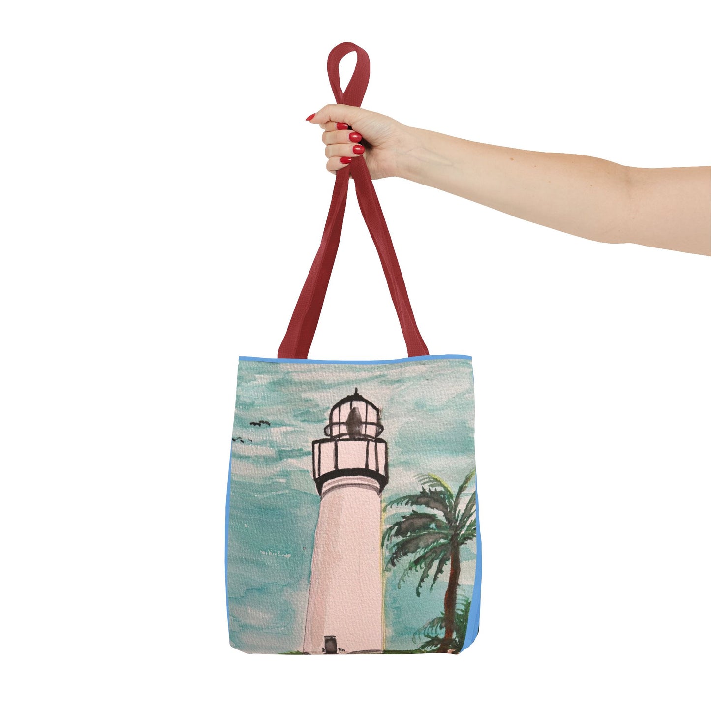 Coastal Lighthouse Tote Bag — Beachy Palm Print All-Over-Print Tote
