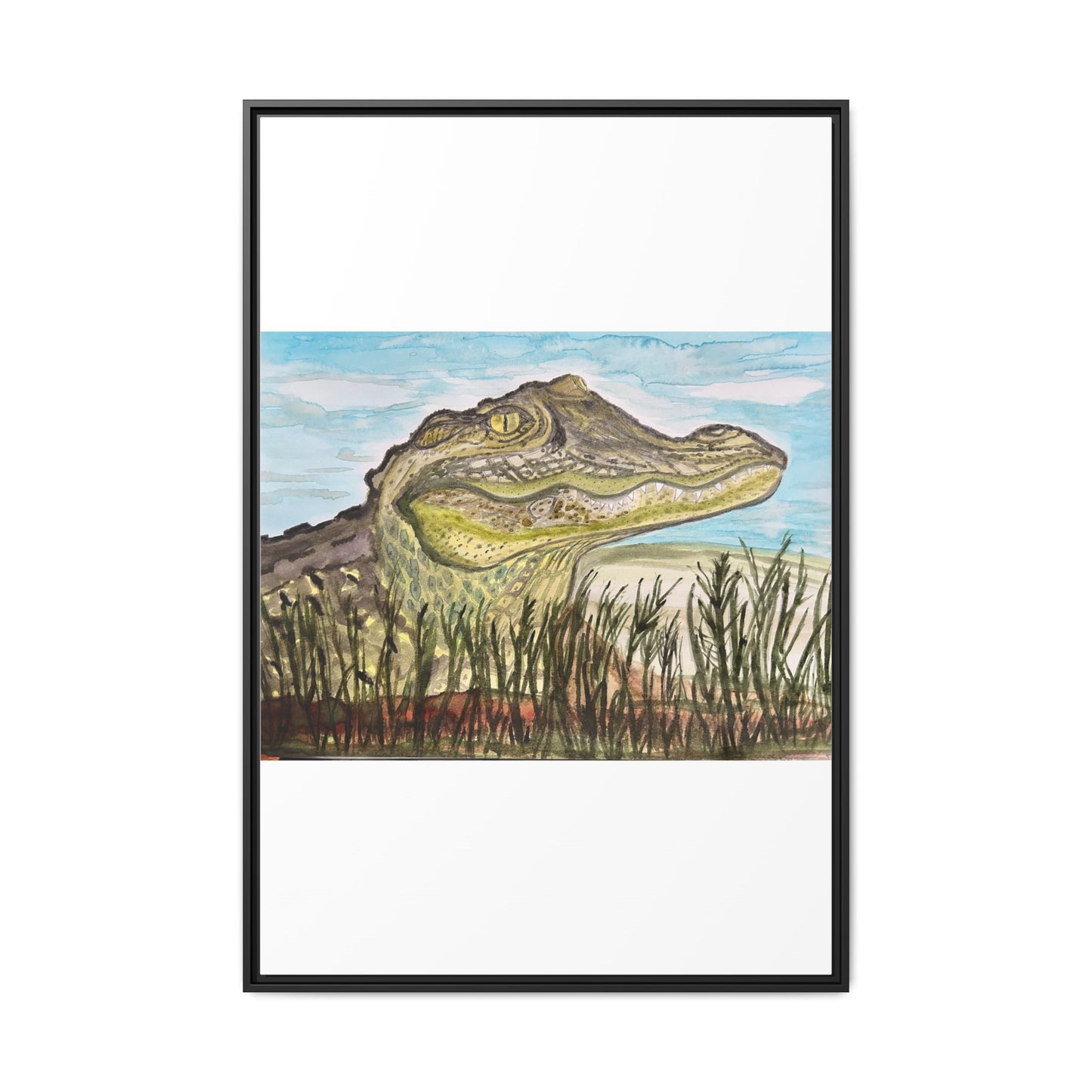 Texas Gator "Big Padre" Alligator Wall Art — Framed Matte Canvas Print