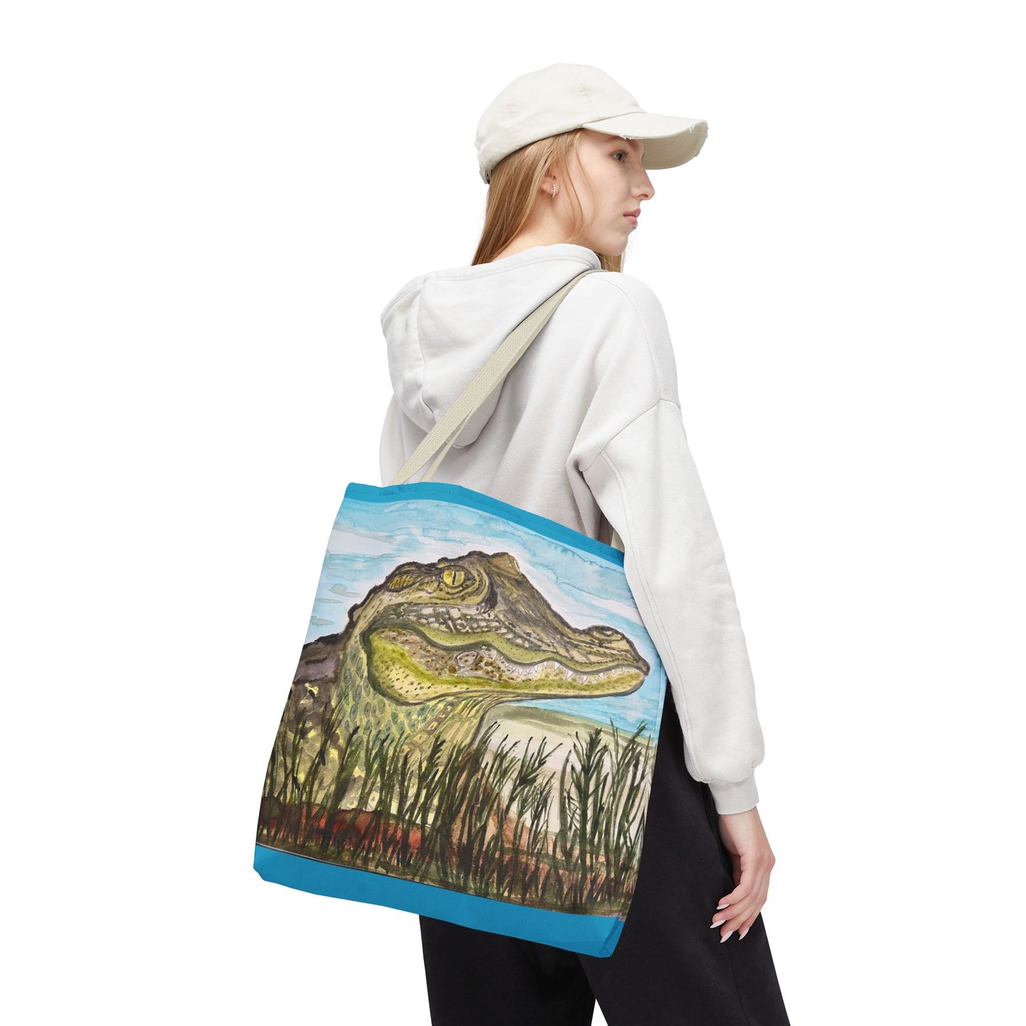 Texas Gator "Big Padre" Alligator Marsh Tote Bag — Wildlife Art Canvas Beach & Market Tote
