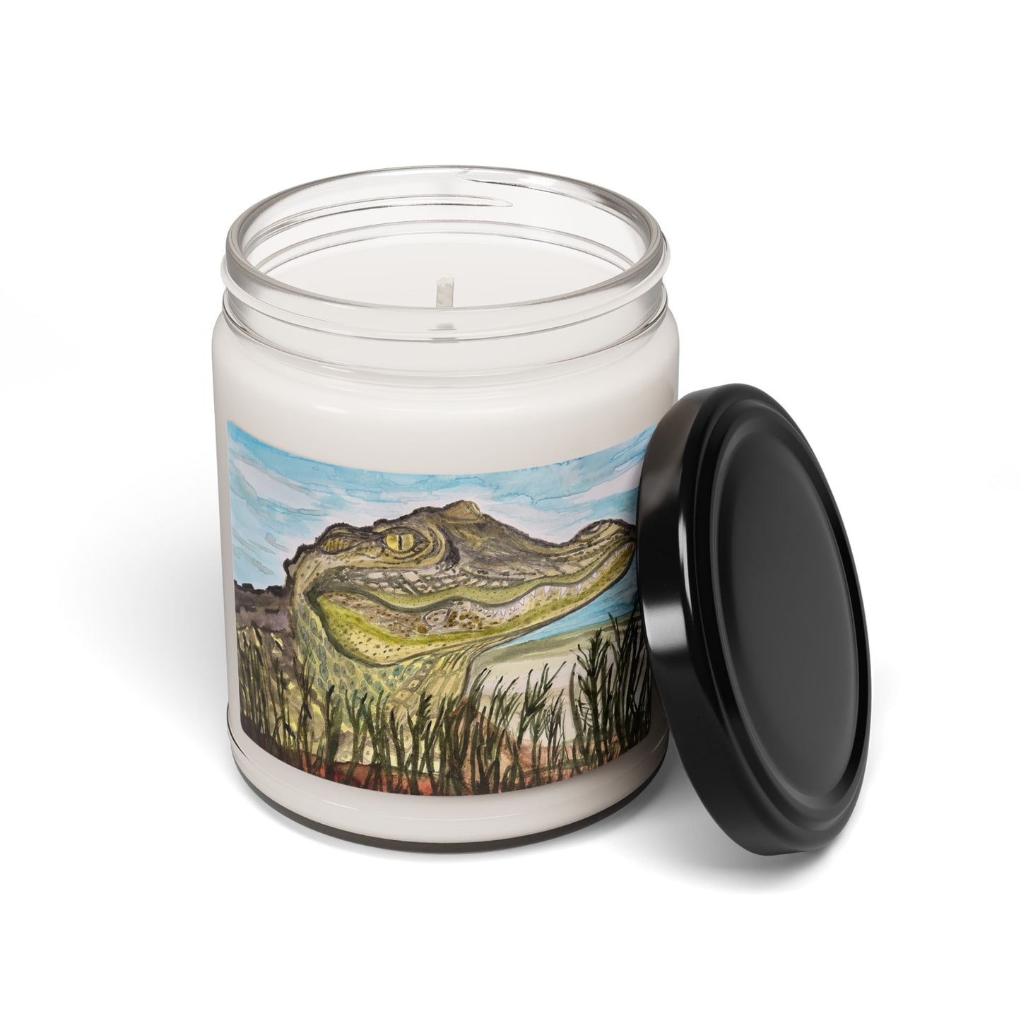 Texas Gator "Big Padre" Alligator Marsh Soy Candle — 9oz Scented Jar (Coastal Wildlife Decor)