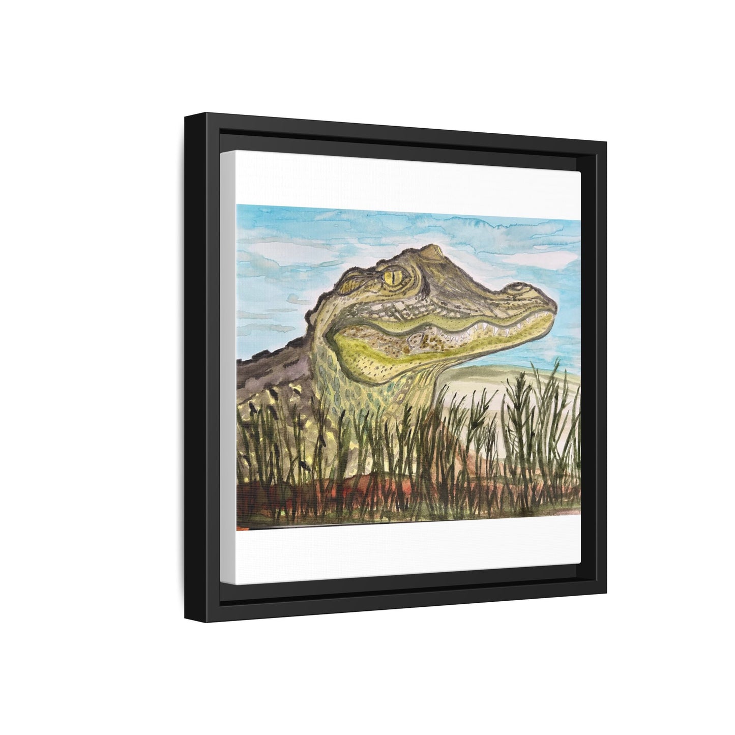 Texas Gator "Big Padre" Alligator Wall Art — Framed Matte Canvas Print