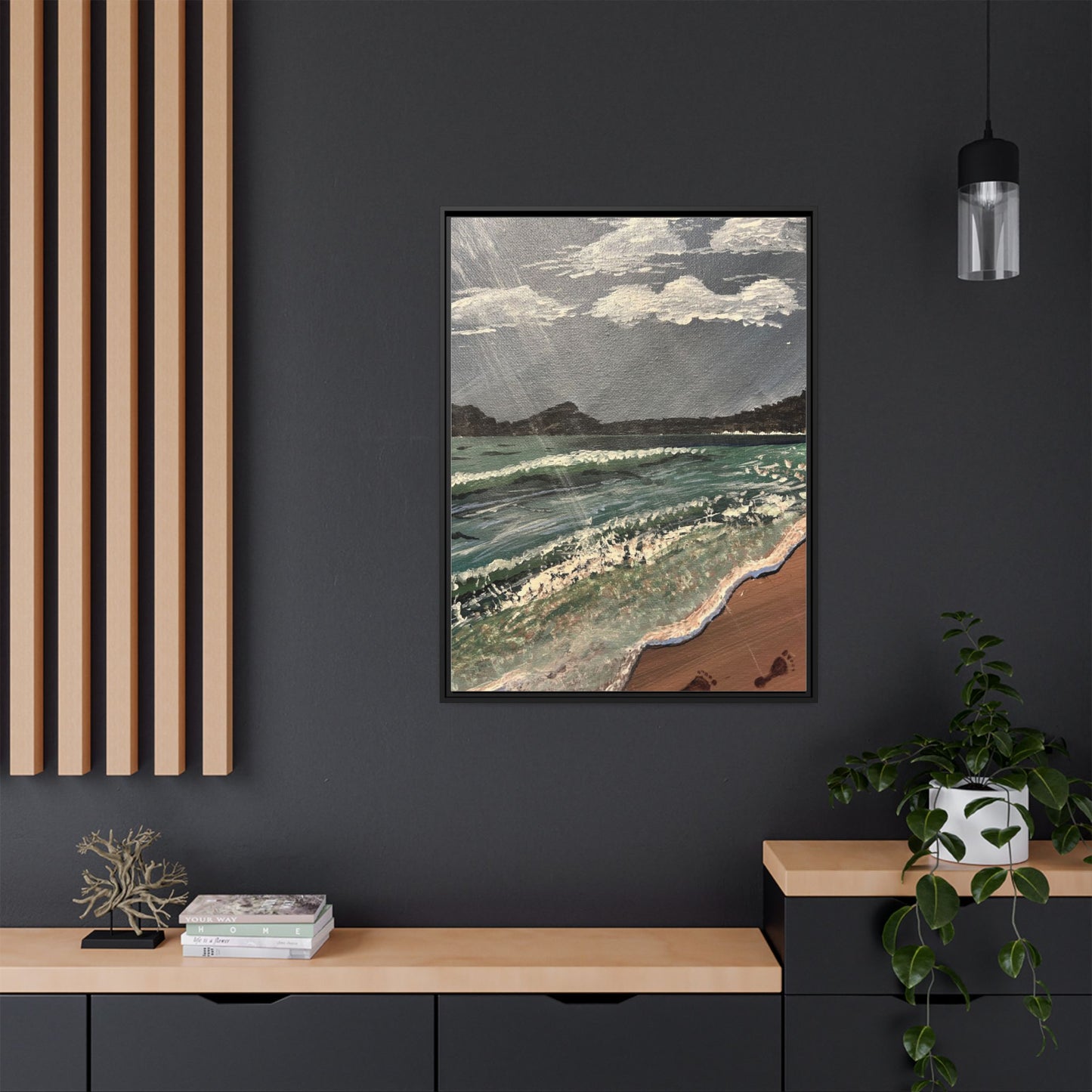 Walk on the Beach Matte Canvas, Black Frame