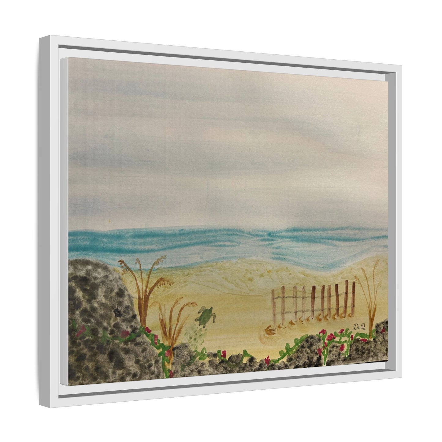 Coastal Beach Scene Matte Canvas Print (Framed)