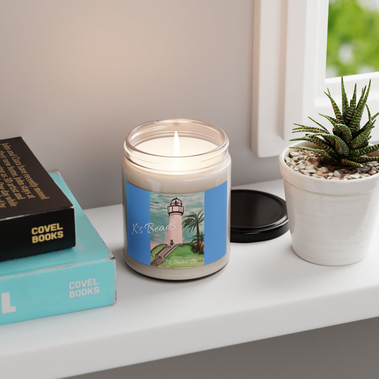 K's Beads - Port Isabel Lighthouse Breeze Scented Soy Candle — 9oz Coastal Home Fragrance