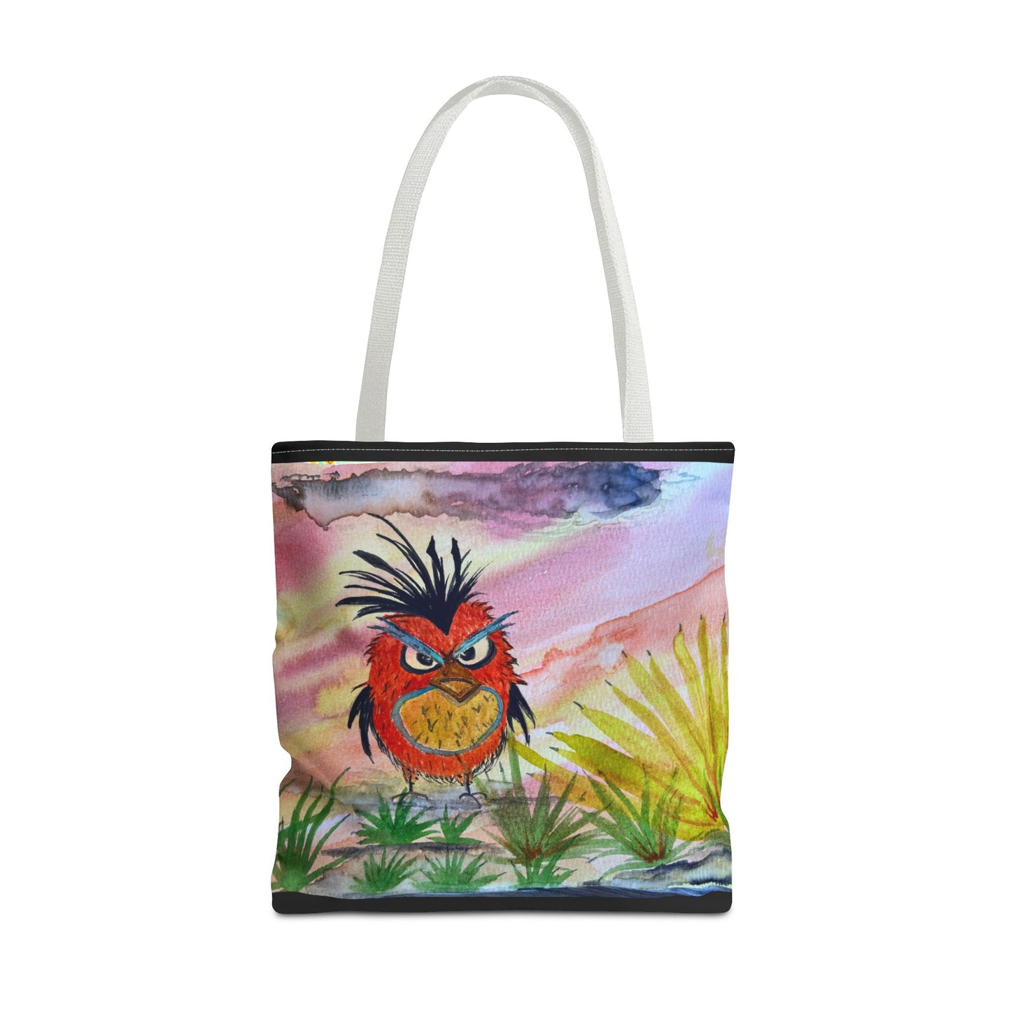 Funky Owl Art Tote Bag, Unique Tote for Shopping, Beach, Gift for Bird Lovers, Cute Eco-Friendly Carryall, Handmade Art Accessory
