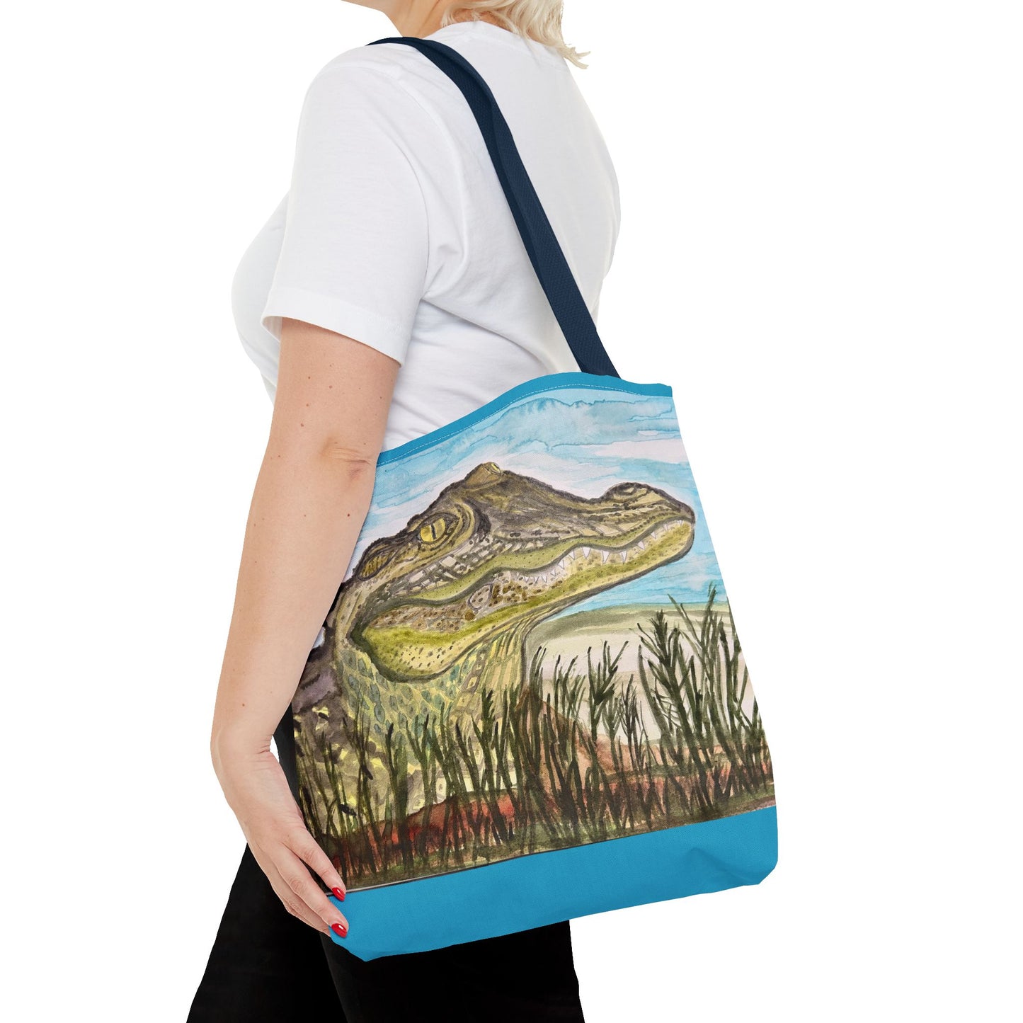 Texas Gator "Big Padre" Alligator Marsh Tote Bag — Wildlife Art Canvas Beach & Market Tote