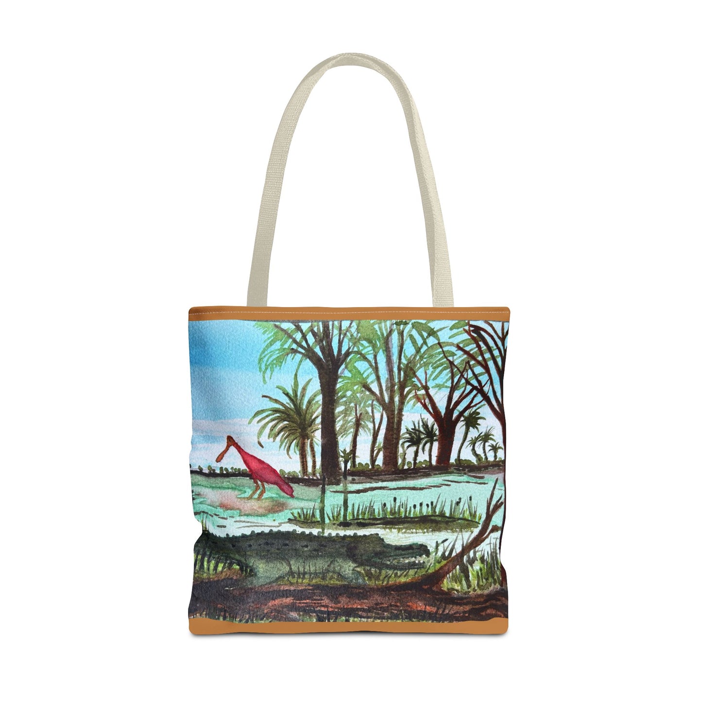Texas Gator & Roseate Spoonbill Tote Bag — Bold All-Over Print