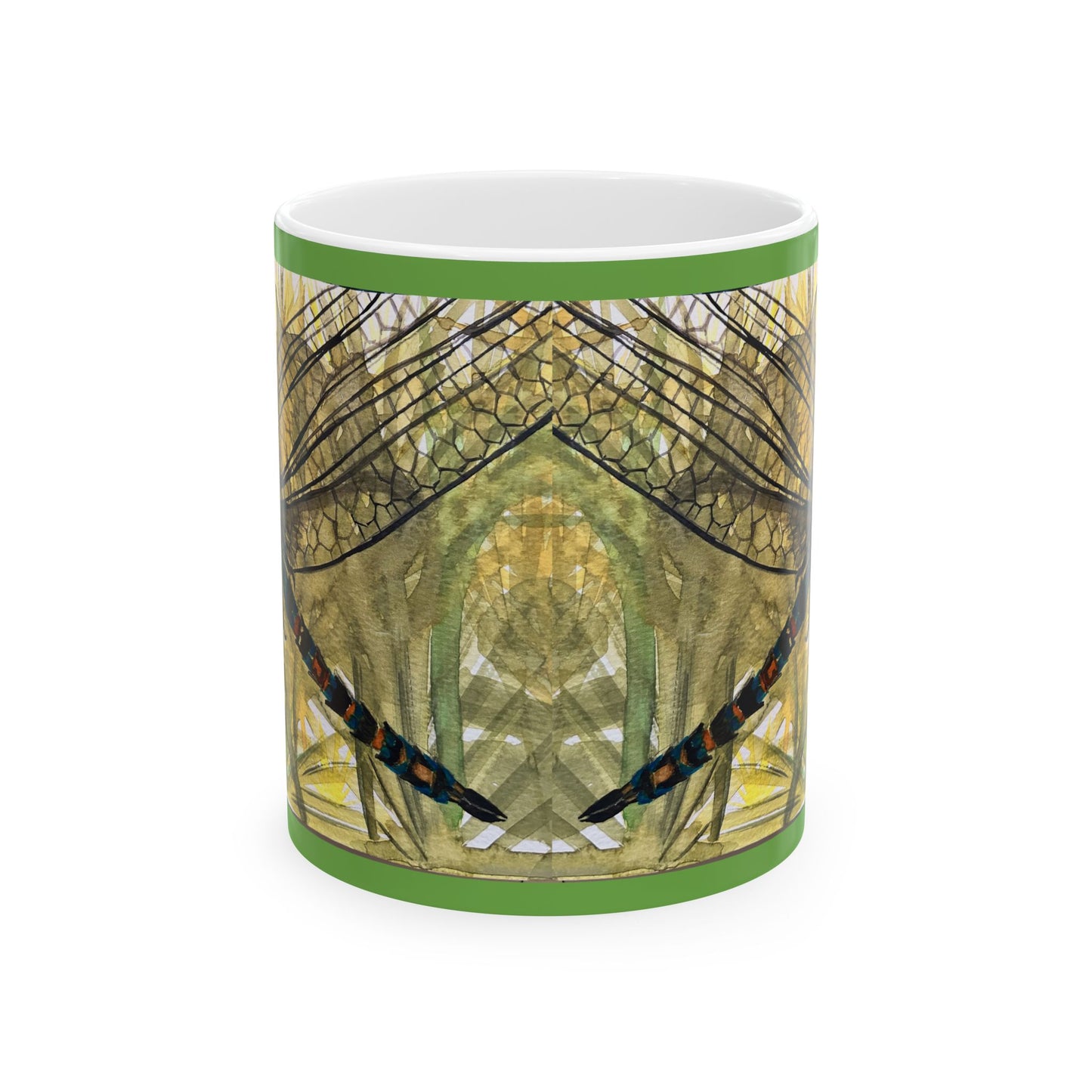 Dragonfly Art Ceramic Mug — Nature-Inspired 11oz/15oz Coffee Cup