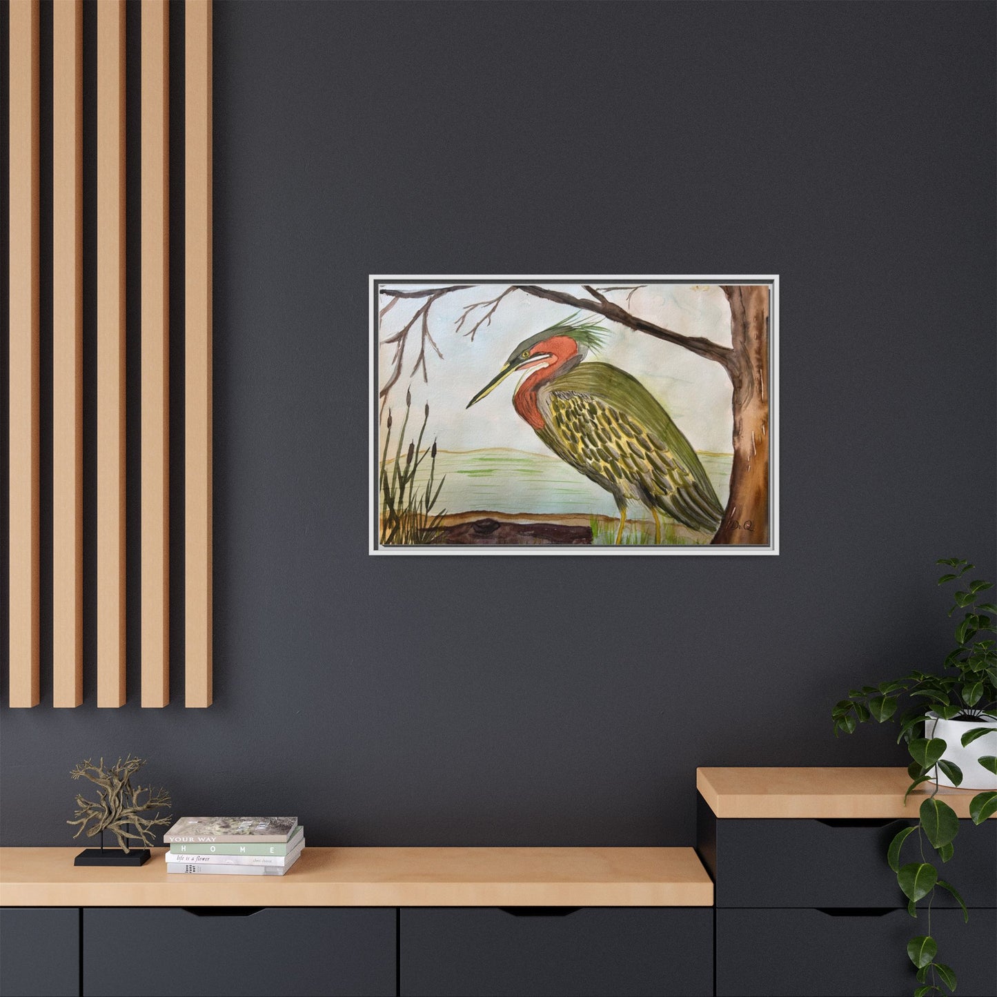 Green Heron Wetlands Print on Canvas