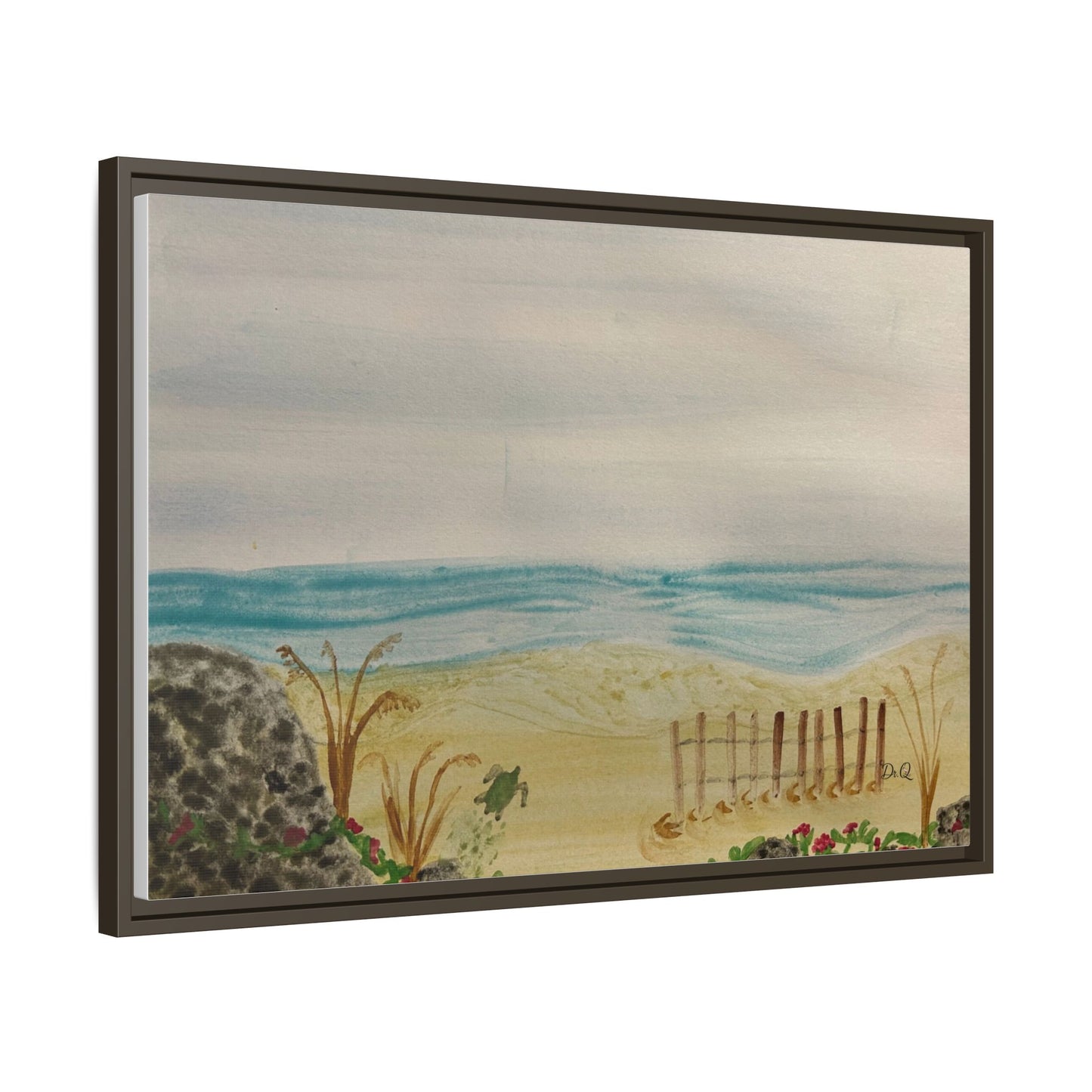 Coastal Beach Scene Matte Canvas Print (Framed)