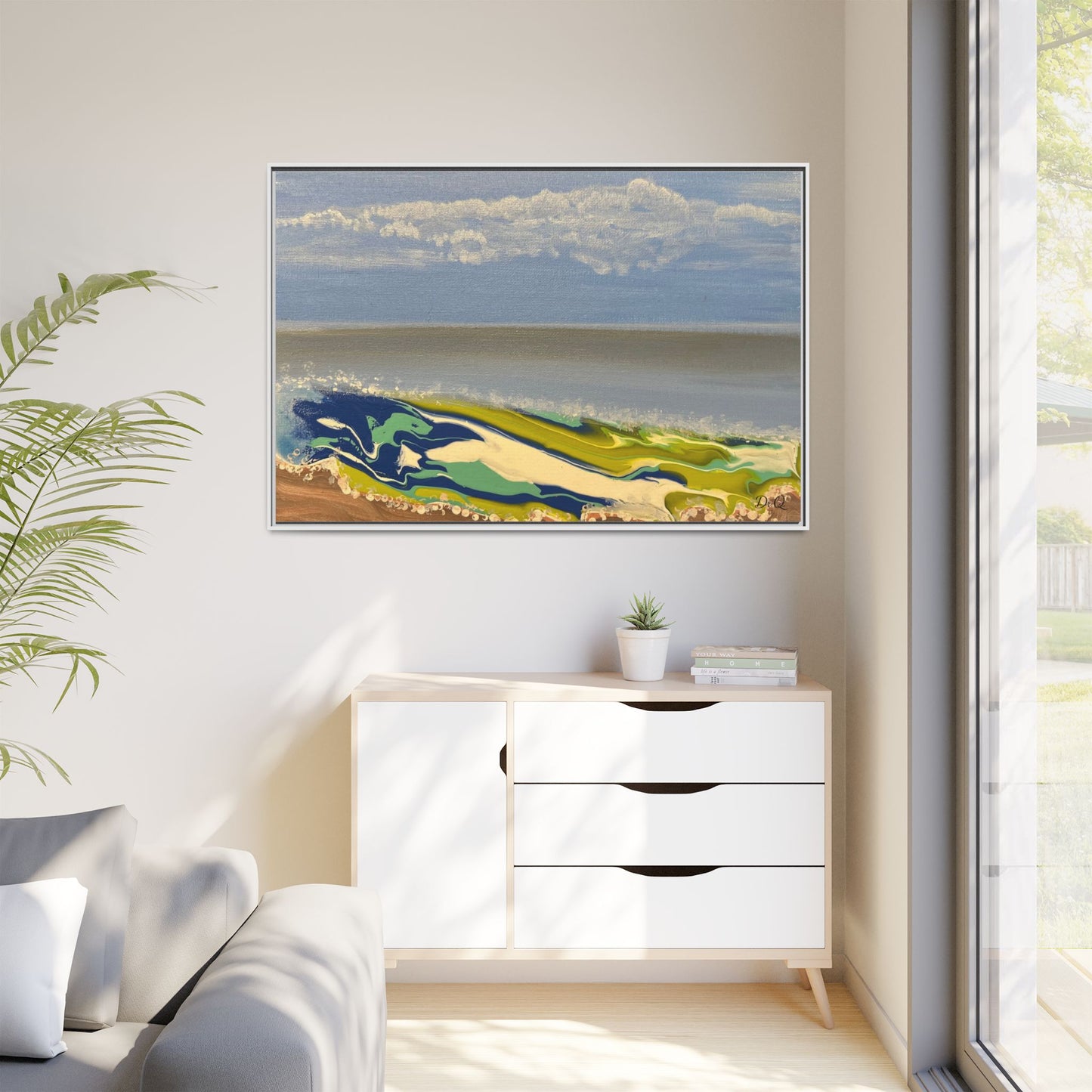 Sea Wash Matte Canvas, Framed (Multi-color)