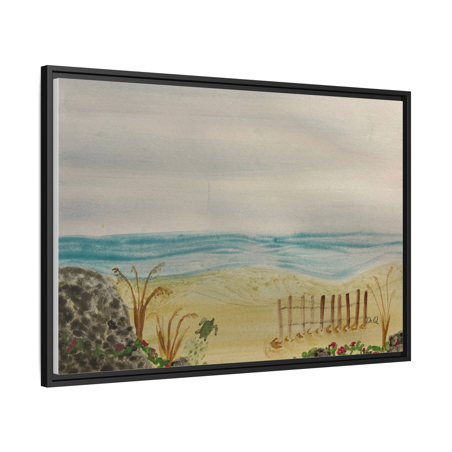 Coastal Beach Scene Matte Canvas Print (Framed)