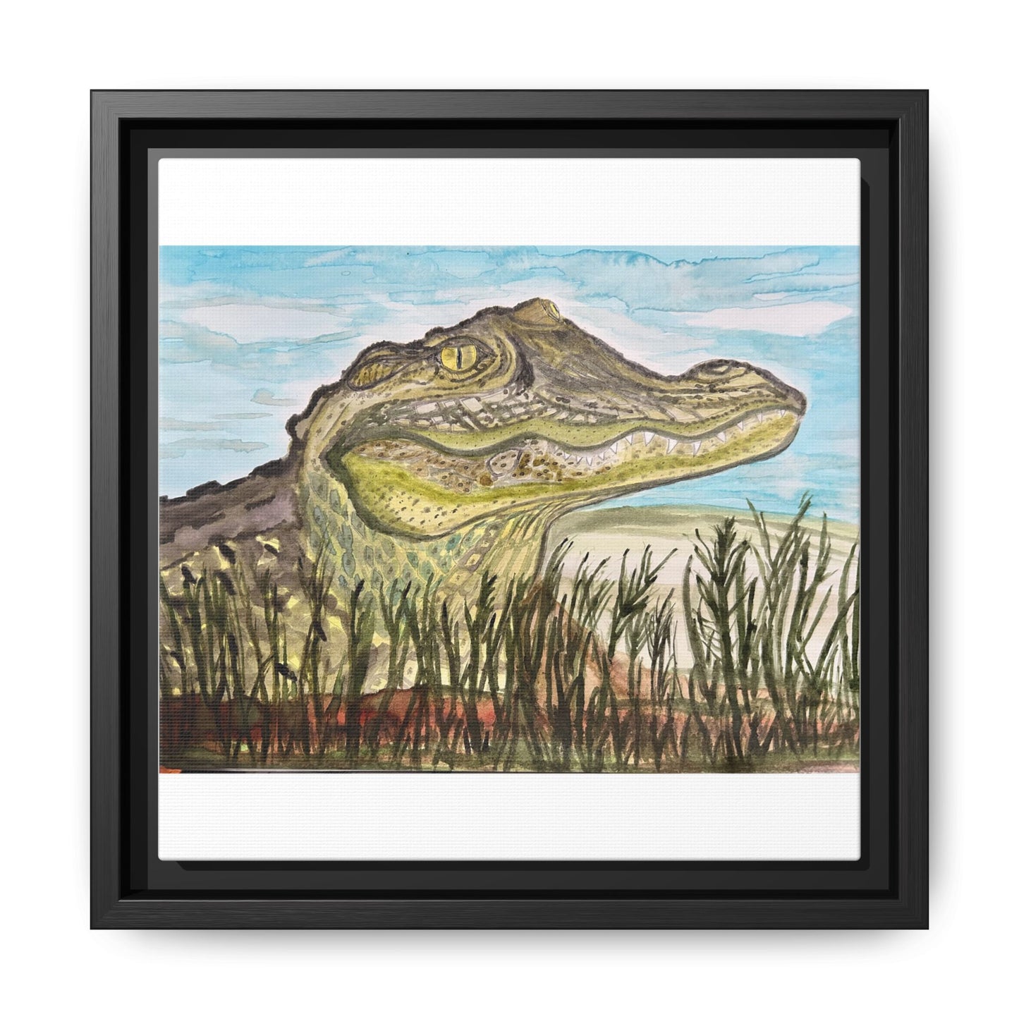 Texas Gator "Big Padre" Alligator Wall Art — Framed Matte Canvas Print