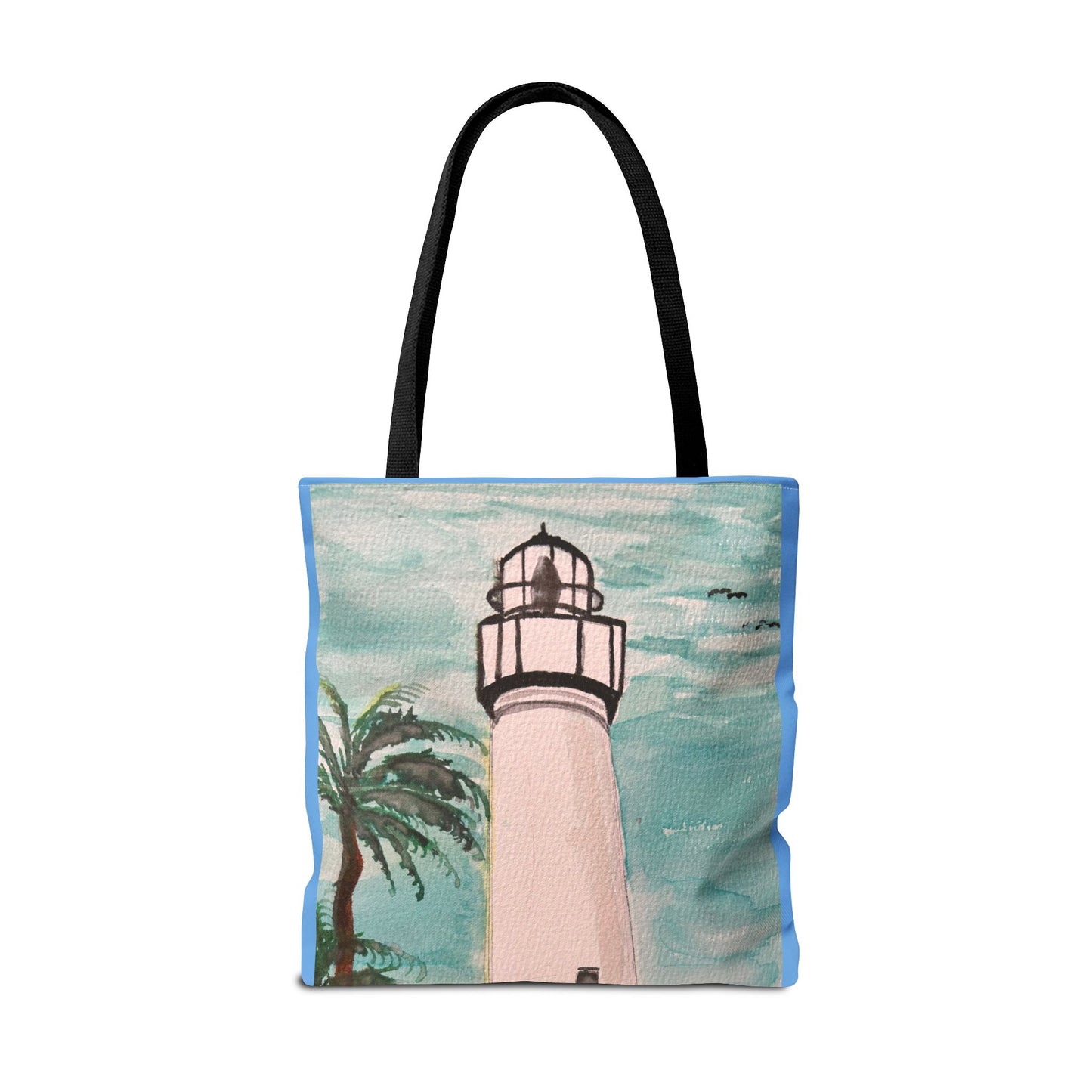 Coastal Lighthouse Tote Bag — Beachy Palm Print All-Over-Print Tote
